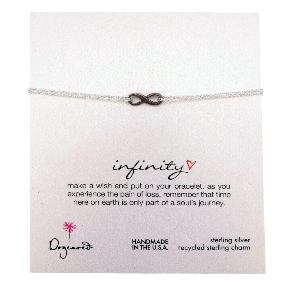 Dogeared Infinity Charm on Cable Chain Sterling Silver Bracelet 7" NEW